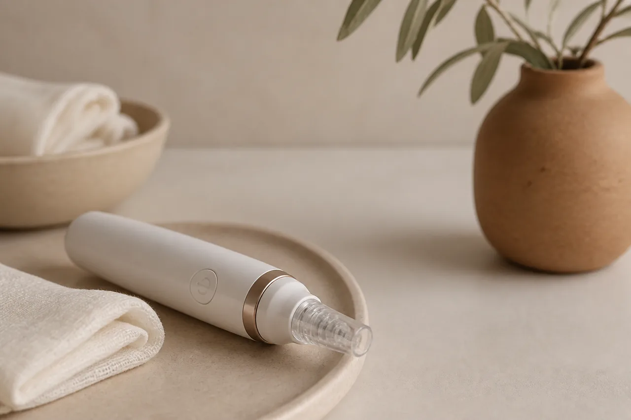 Dispositivo estético sin marca preparado para una consulta de Dermapen.