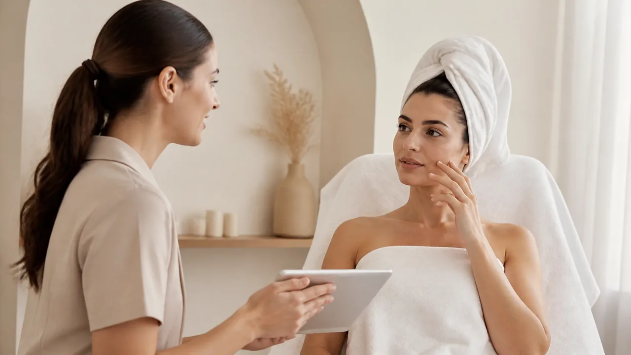 Consulta editorial de limpieza facial profunda.